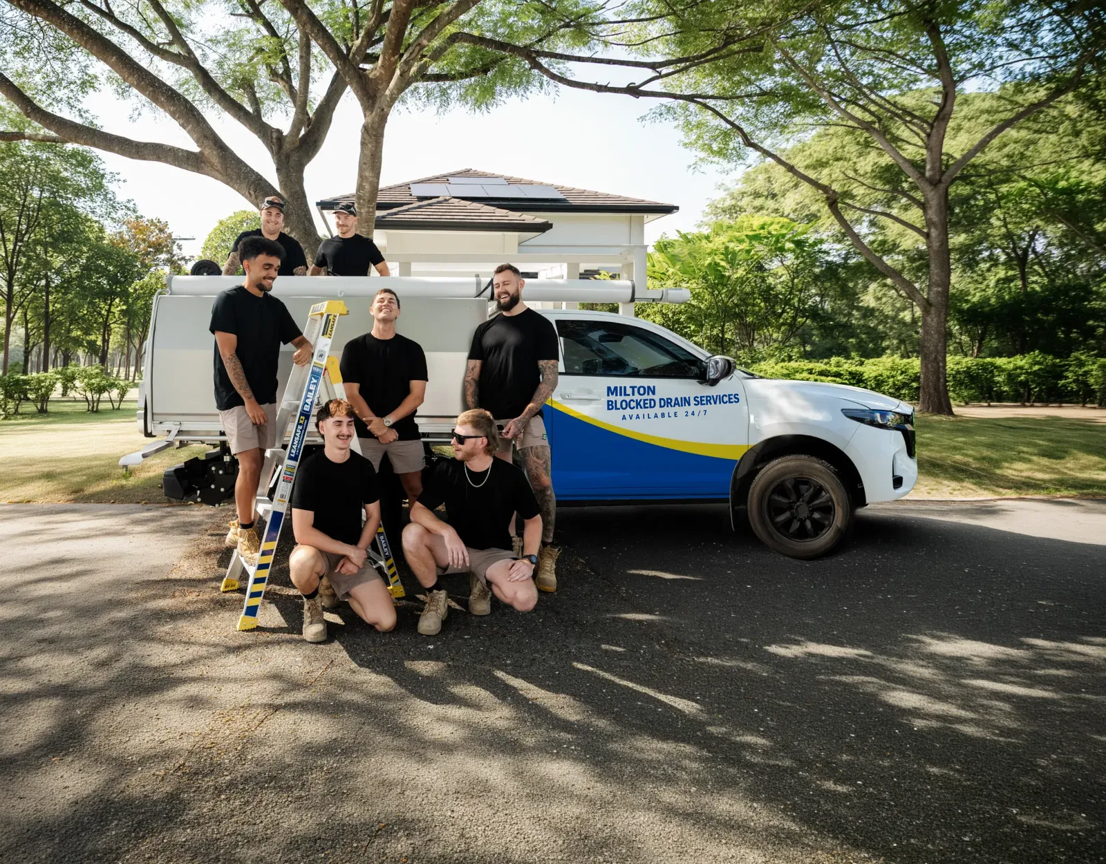 Milton Blocked Drain Services ute and team